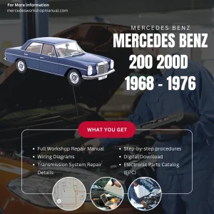 Mercedes-Benz 200 200D W115 1968-1976 Workshop Manual Cover