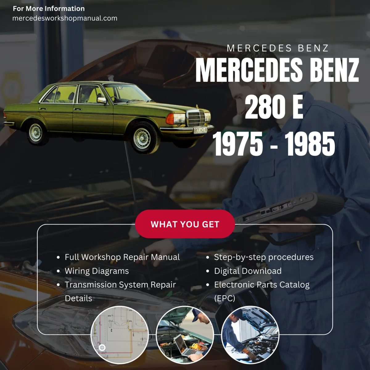 Mercedes-Benz 280E W123 1975-1985 Workshop Manual Cover