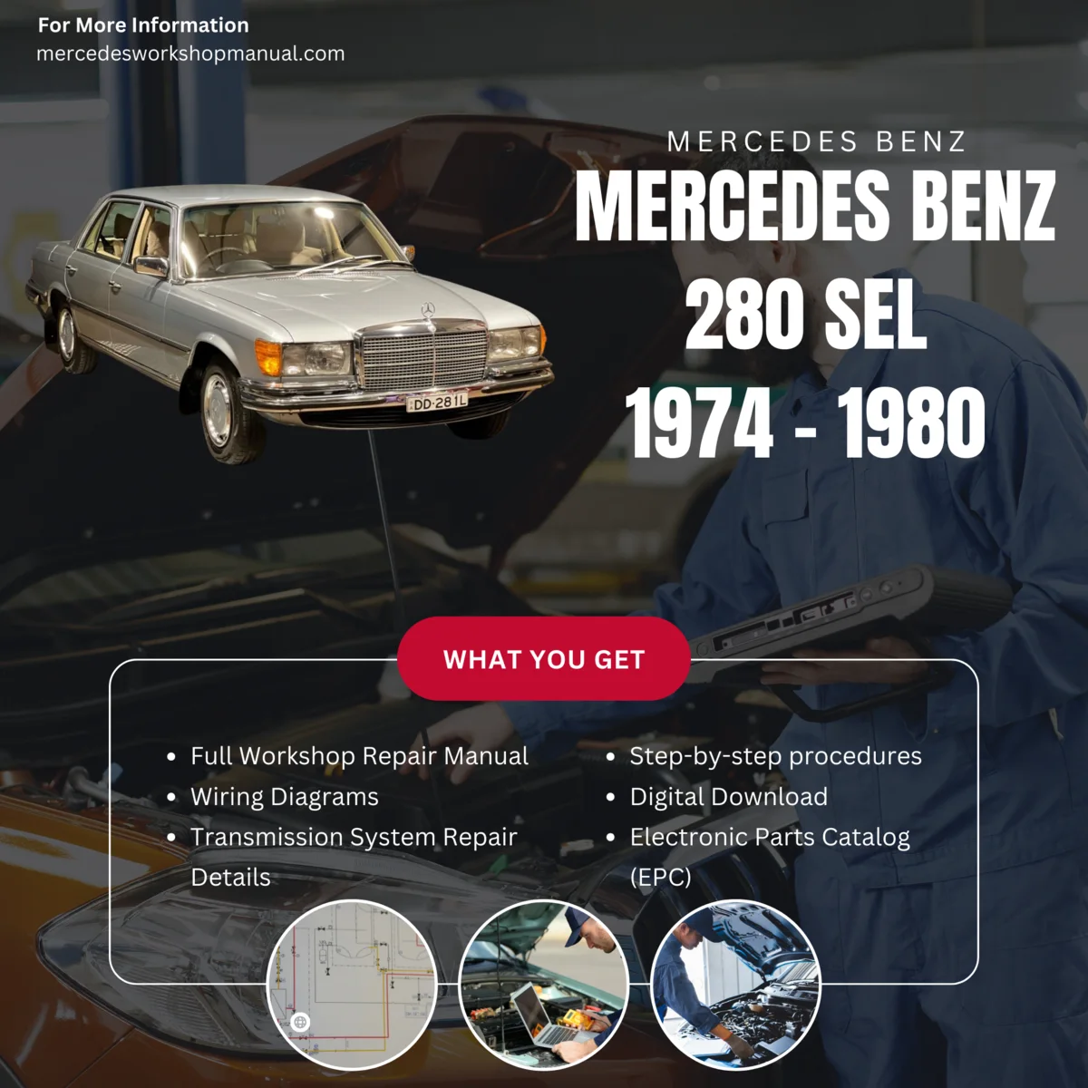 Mercedes-Benz 280SEL W116 1974-1980 Workshop Manual Cover
