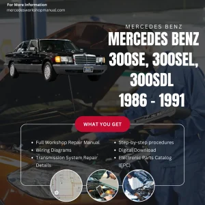 Mercedes-Benz 300SE 300SEL 300SDL 1986-1991 Workshop Manual Cover