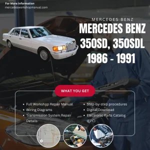 Mercedes-Benz 350SD 350SDL Diesel 1986-1991 Workshop Manual Cover