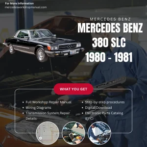 Mercedes-Benz 380SLC C107 1980-1981 Workshop Manual Cover
