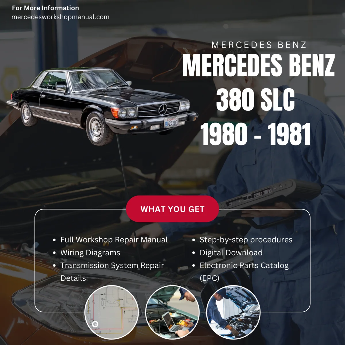 Mercedes-Benz 380SLC C107 1980-1981 Workshop Manual Cover