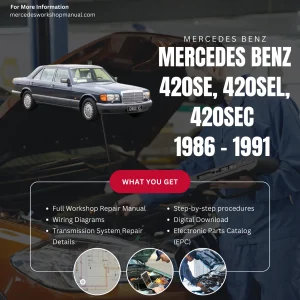 Mercedes-Benz 420SE 420SEL 420SEC 1986-1991 Workshop Manual Cover