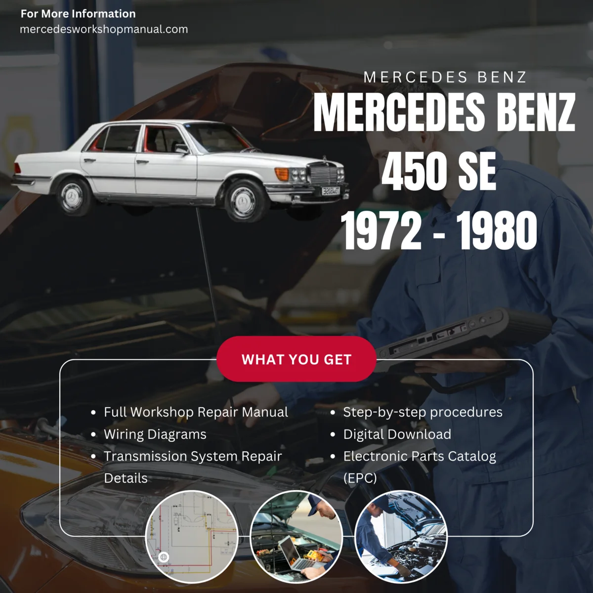 Mercedes-Benz 450SE W116 1972-1980 Workshop Manual Cover