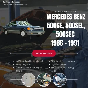 Mercedes-Benz 500SE 500SEL 500SEC W126 1986-1991 Workshop Manual Cover