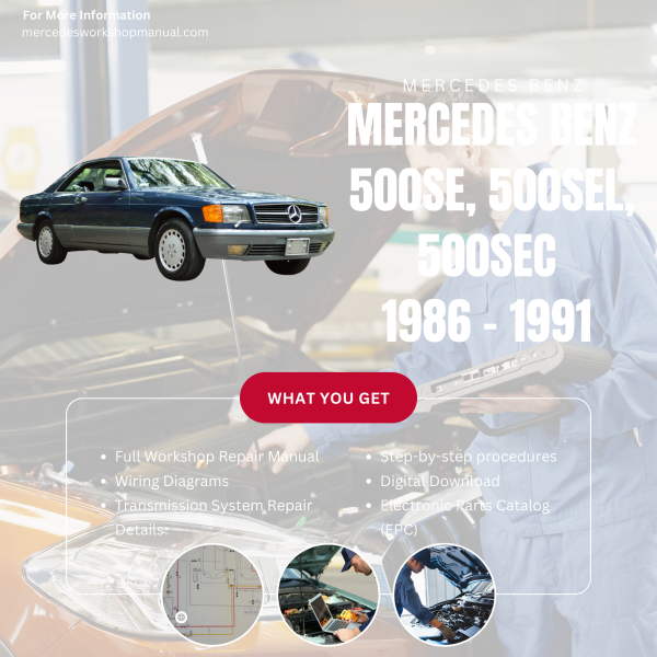 Mercedes Benz 500SE, 500SEL, 500SEC  Workshop, Service & Repair Manual 1986 - 1991 | Engine, Wiring, Transmission, Maintenance Guide
