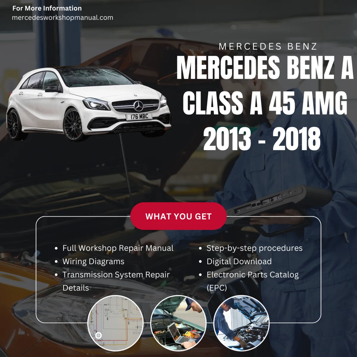 Mercedes-AMG A-Class A45 AMG W176 2013-2018 Workshop Manual Cover