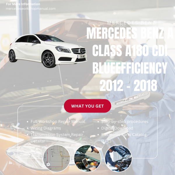 Mercedes Benz A Class A180 CDI BlueEfficiency  Workshop, Service & Repair Manual 2012 - 2018 | Engine, Wiring, Transmission, Maintenance Guide