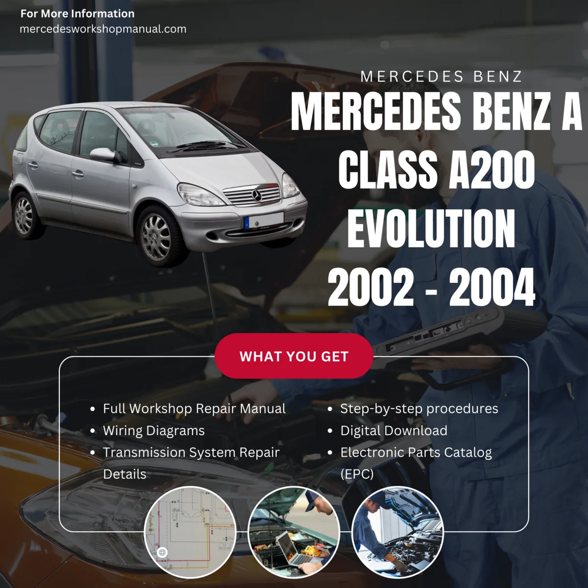 Mercedes-Benz A-Class A200 Evolution 2002-2004 Workshop Manual Cover