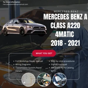 Mercedes-Benz A-Class A220 4Matic W177 2018-2021 Workshop Manual Cover