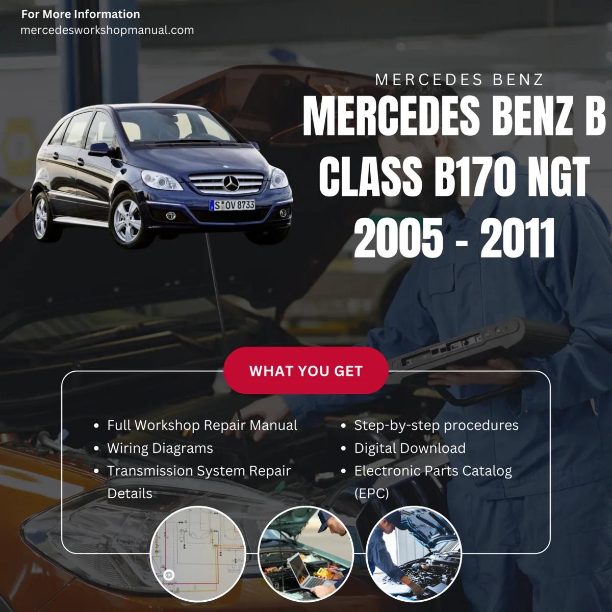 Mercedes-Benz B-Class B170 NGT Natural Gas 2005-2011 Workshop Manual Cover