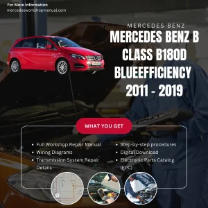 Mercedes-Benz B-Class B180d BlueEfficiency 2011-2019 Workshop Manual Cover