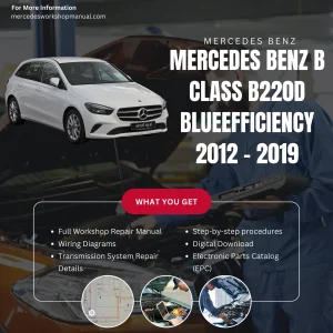 Mercedes-Benz B-Class B220d BlueEfficiency Diesel 2012-2019 Workshop Manual Cover