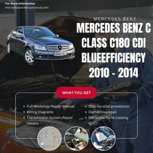 Mercedes-Benz C-Class C180 CDI BlueEfficiency 2010-2014 Workshop Manual Cover