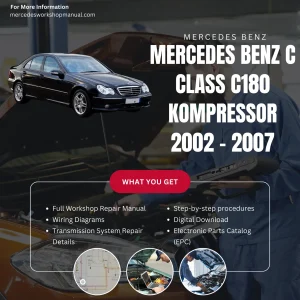 Mercedes-Benz C-Class C180 Kompressor W203 2002-2007 Workshop Manual Cover