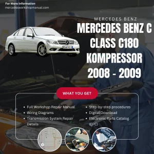Mercedes-Benz C-Class C180 Kompressor W204 2008-2009 Workshop Manual Cover