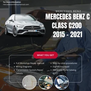Mercedes-Benz C-Class C200 W205 2015-2021 Workshop Manual Cover