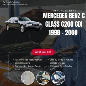 Mercedes-Benz C-Class C200 CDI W202 1998-2000 Workshop Manual Cover