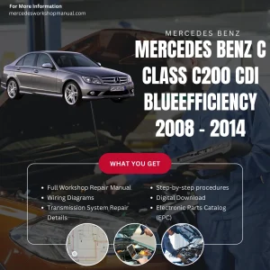 Mercedes-Benz C-Class C200 CDI BlueEfficiency 2008-2014 Workshop Manual Cover