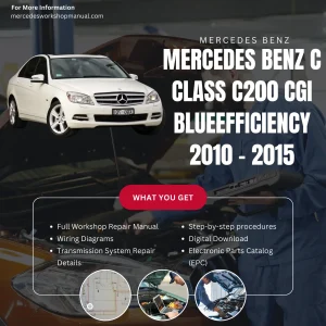 Mercedes-Benz C-Class C200 CGI BlueEfficiency 2010-2015 Workshop Manual Cover