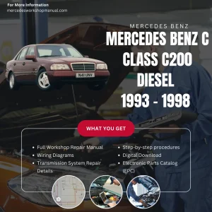 Mercedes-Benz C-Class C200 Diesel W202 1993-1998 Workshop Manual Cover