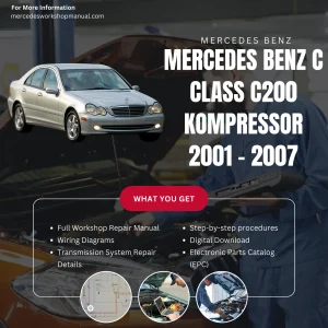 Mercedes-Benz C-Class C200 Kompressor W203 2001-2007 Workshop Manual Cover