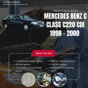 Mercedes-Benz C-Class C220 CDI W202 1998-2000 Workshop Manual Cover