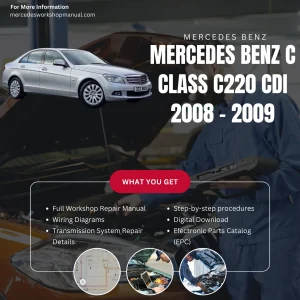 Mercedes-Benz C-Class C220 CDI W204 2008-2009 Workshop Manual Cover