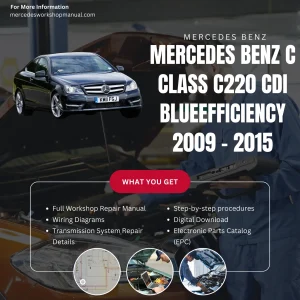 Mercedes-Benz C-Class C220 CDI BlueEfficiency 2009-2015 Workshop Manual Cover