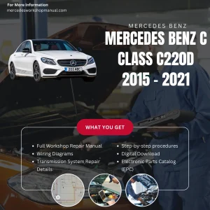 Mercedes-Benz C-Class C220d Diesel 2015-2021 Workshop Manual Cover