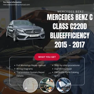 Mercedes-Benz C-Class C220d BlueEfficiency Diesel 2015-2017 Workshop Manual Cover
