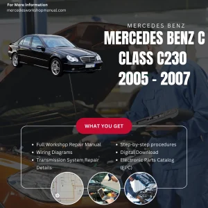Mercedes-Benz C-Class C230 W203 2005-2007 Workshop Manual Cover