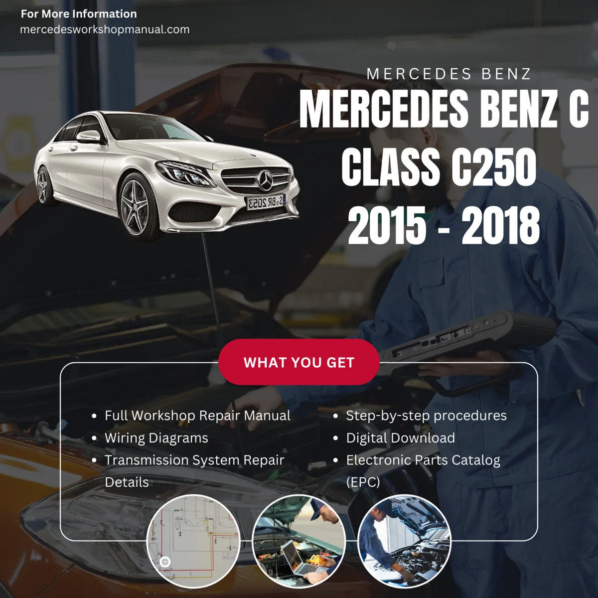 Mercedes-Benz C-Class C250 2015-2018 Workshop Manual Cover