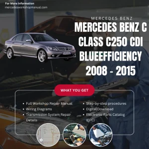 Mercedes-Benz C-Class C250 CDI BlueEfficiency Diesel 2008-2015 Workshop Manual Cover