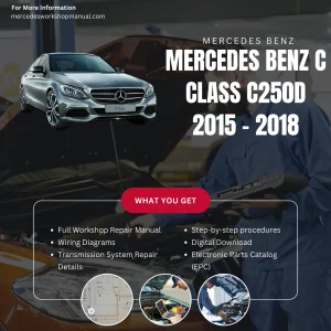Mercedes-Benz C-Class C250d Diesel 2015-2018 Workshop Manual Cover
