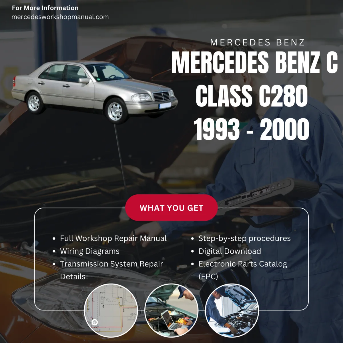 Mercedes-Benz C-Class C280 W202 1993-2000 Workshop Manual Cover