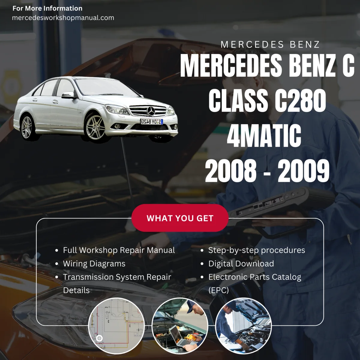 Mercedes-Benz C-Class C280 4Matic W204 2008-2009 Workshop Manual Cover