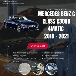 Mercedes-Benz C-Class C300d 4Matic Diesel 2018-2021 Workshop Manual Cover