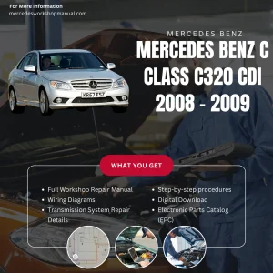 Mercedes-Benz C-Class C320 CDI Diesel 2008-2009 Workshop Manual Cover