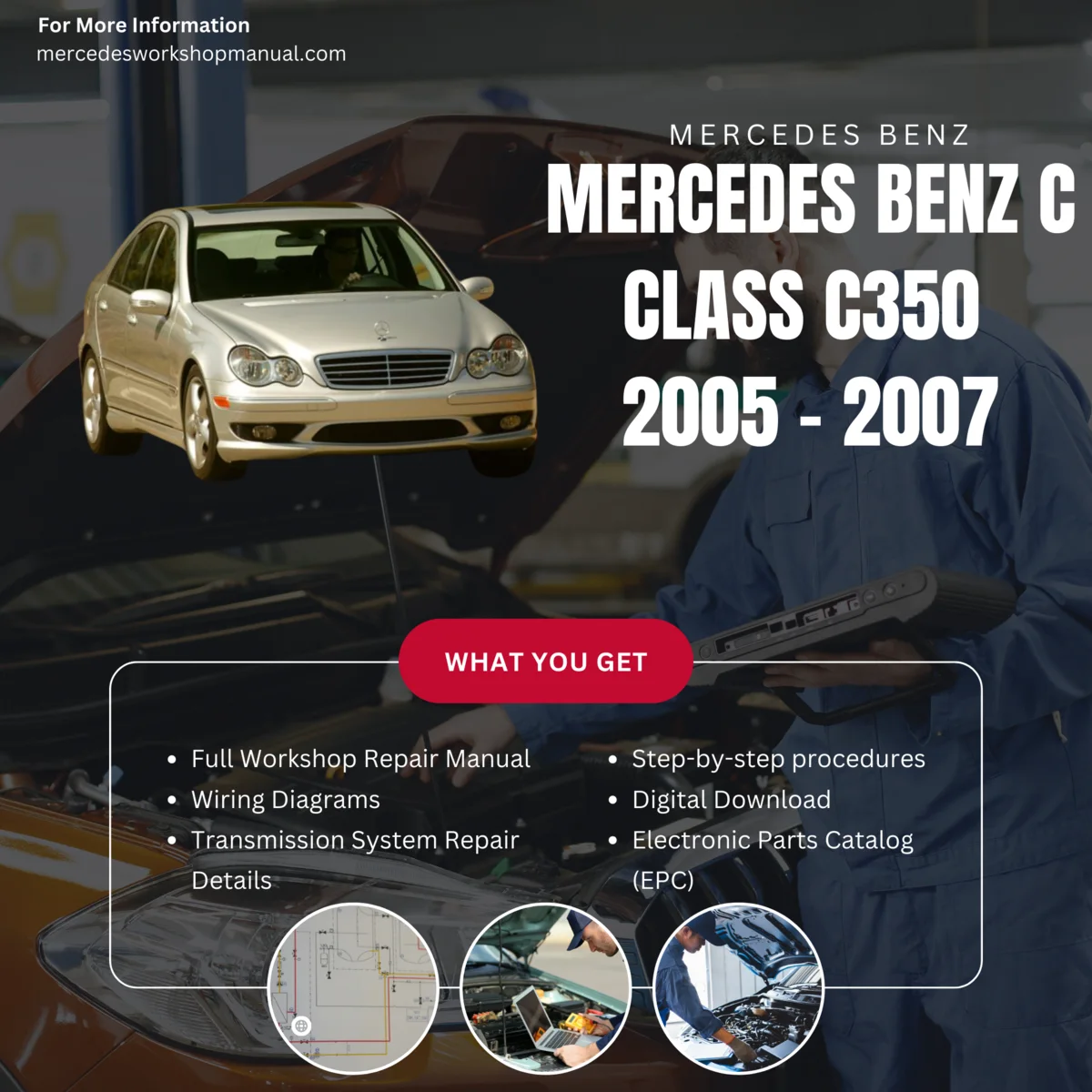 Mercedes-Benz C-Class C350 W203 2005-2007 Workshop Manual Cover
