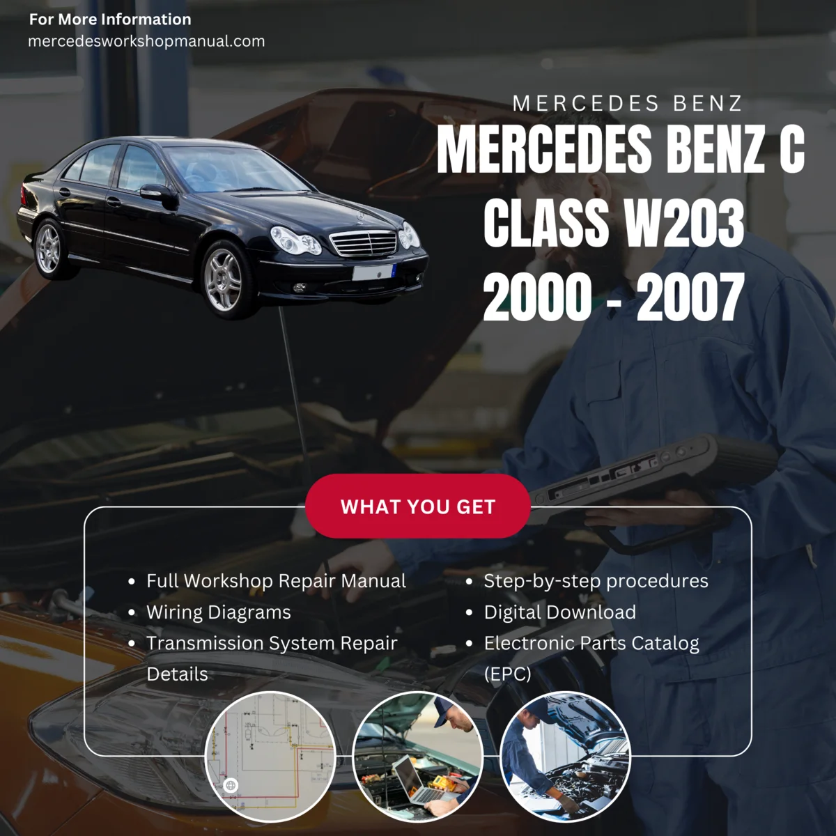 Mercedes-Benz C-Class W203 2000-2007 Workshop Manual Cover