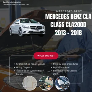 Mercedes-Benz CLA-Class CLA200d Diesel 2013-2018 Workshop Manual Cover