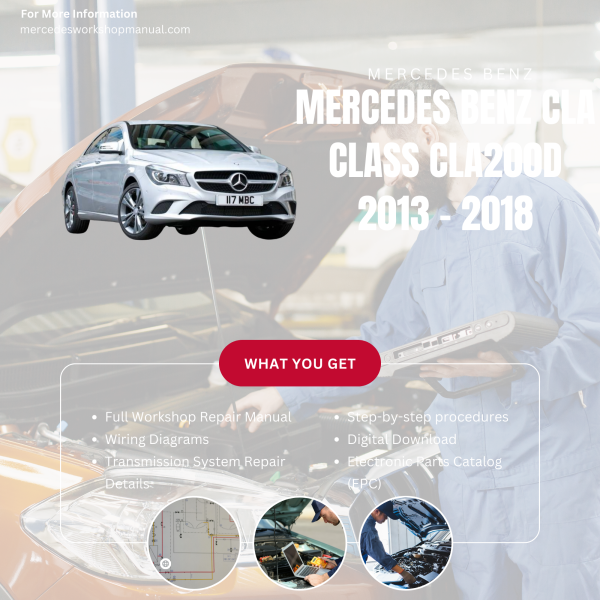 Mercedes Benz CLA Class CLA200d  Workshop, Service & Repair Manual 2013 - 2018 | Engine, Wiring, Transmission, Maintenance Guide
