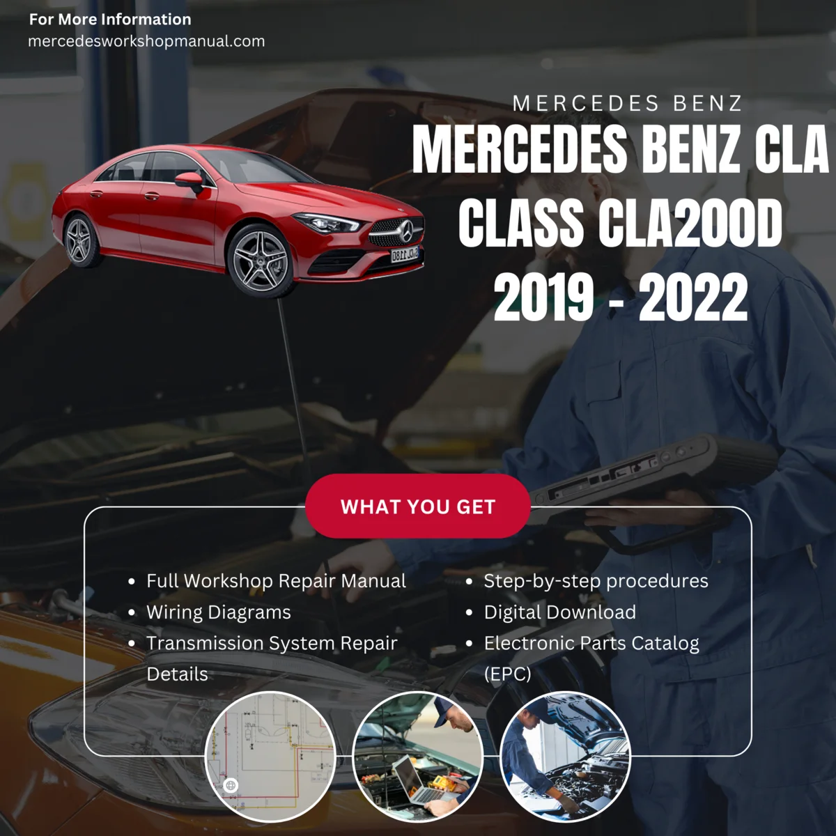 Mercedes-Benz CLA-Class CLA200d Diesel 2019-2022 Workshop Manual Cover