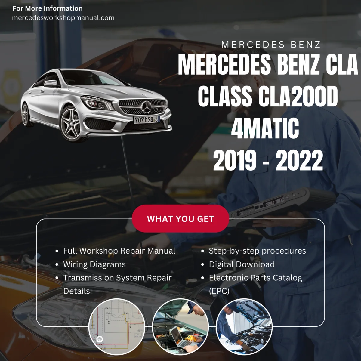 Mercedes-Benz CLA-Class CLA200d 4Matic Diesel 2019-2022 Workshop Manual Cover