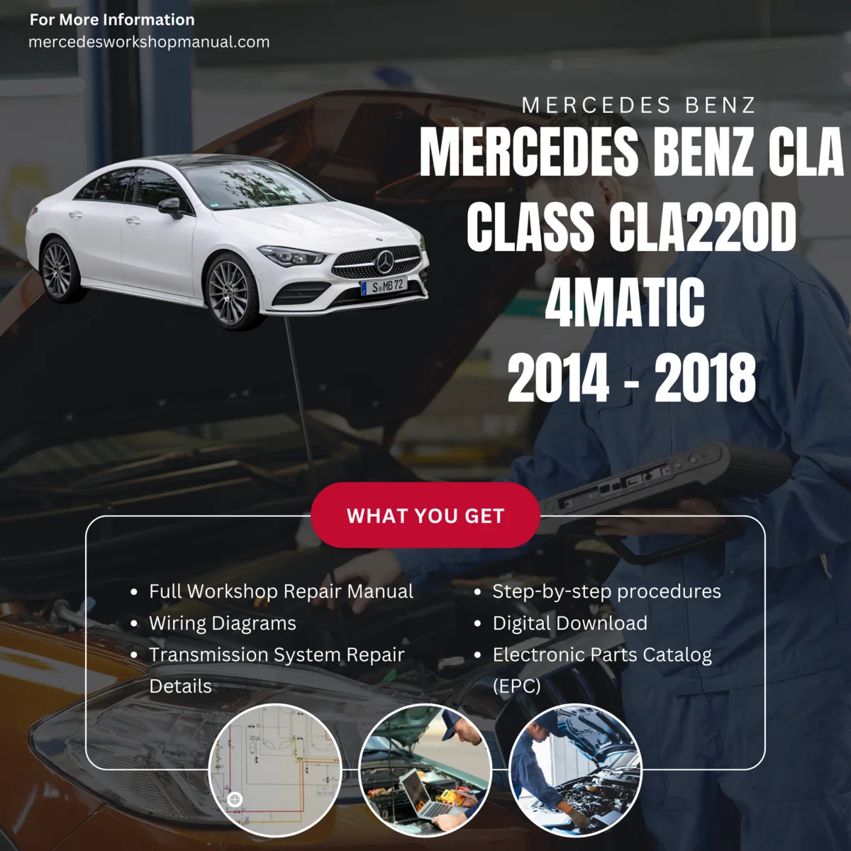 Mercedes-Benz CLA-Class CLA220d 4Matic Diesel 2014-2018 Workshop Manual Cover