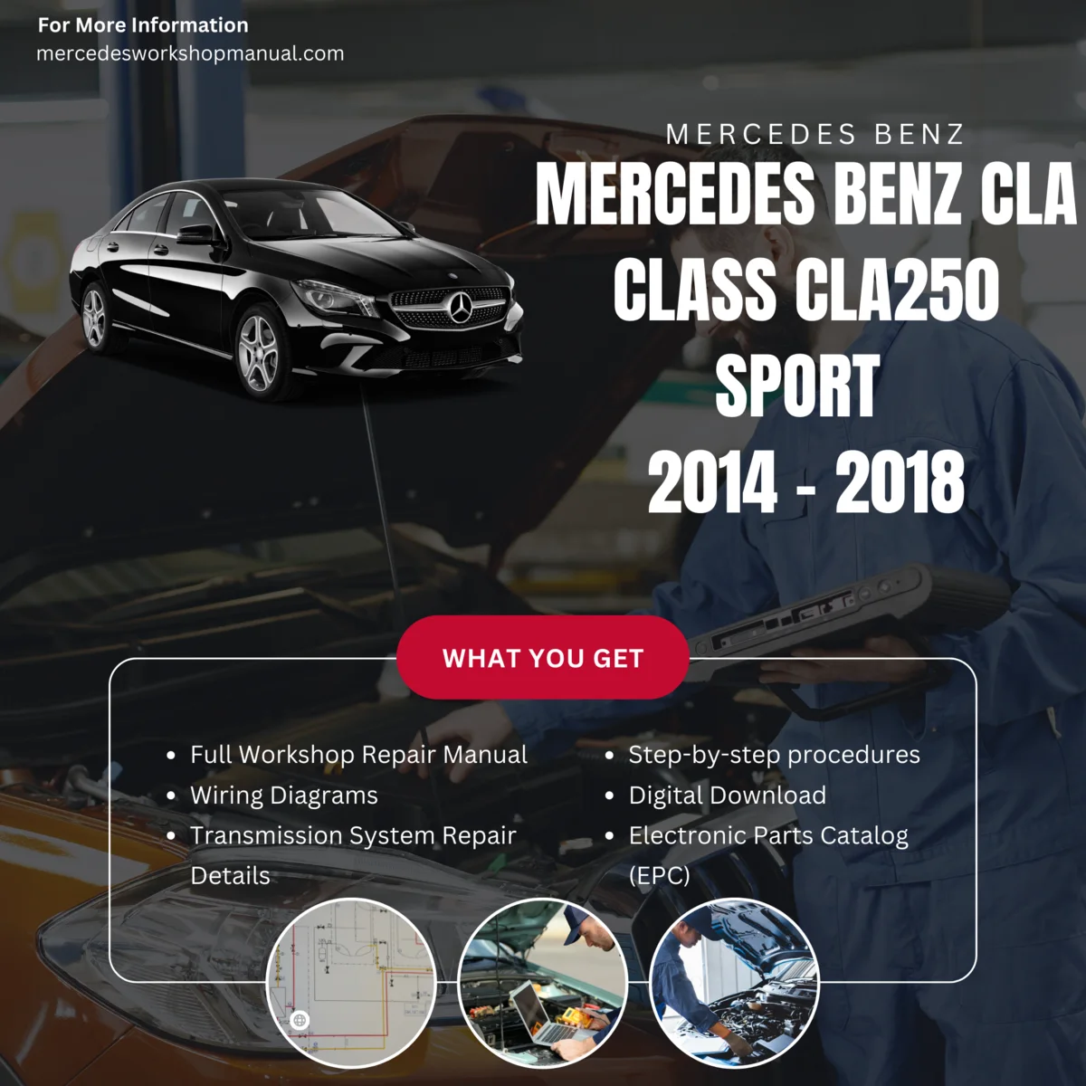 Mercedes-Benz CLA-Class CLA250 Sport 2014-2018 Workshop Manual Cover