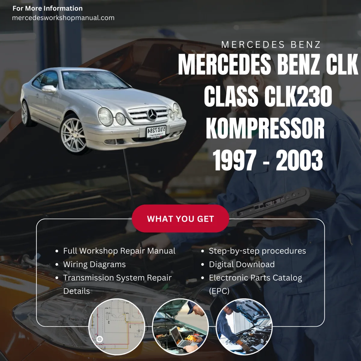 Mercedes-Benz CLK-Class CLK230 Kompressor 1997-2003 Workshop Manual Cover