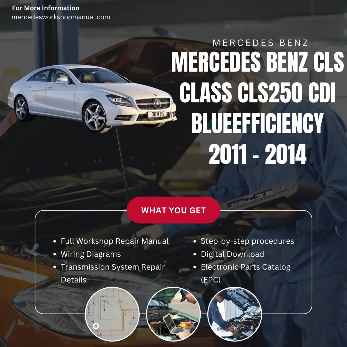 Mercedes-Benz CLS-Class CLS250 CDI BlueEfficiency Diesel 2011-2014 Workshop Manual Cover